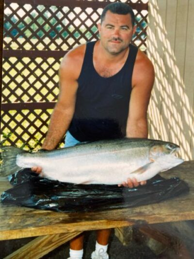 Rob Wilson of Ohio with a state record Rainbow/Steelhead that he caught out of Olcott -- 31 pounds, 3 ounces.