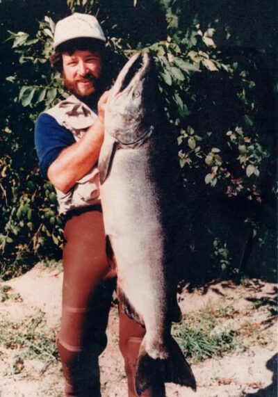 Kurt Killian of Berwick, Pa. with his state record Chinook salmon from the Salmon River - 47 pounds, 13 ounces